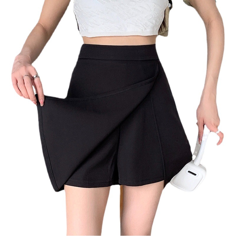 A- shaped skirt women's summer high waist slim 2022 new chubby girl plus size irregular black split hip skirt pants
