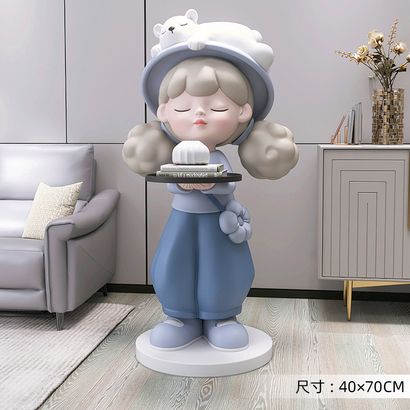 Picture of [Storage Speaker] Cream Style Girl Floor-Standing Ornament Home Decoration Living Room Tv Cabinet Next to Sofa Gift