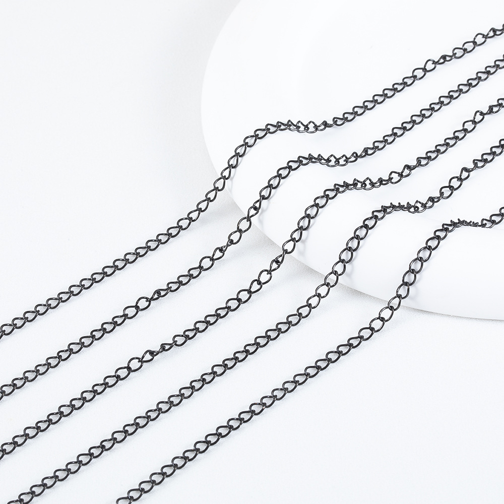 Picture of Stainless steel Black thin chain tassel O-chain extension necklace bracelet material DIY semi-finished chain accessories