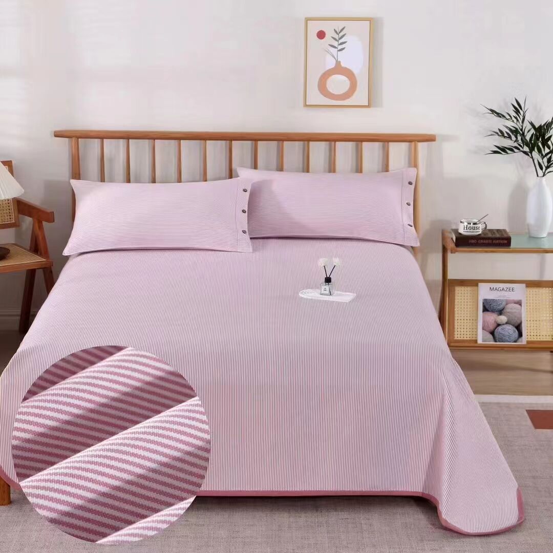 Picture of Summer Pure Cotton Coarse Cloth Cooling Mat Bed Sheet Three-Piece Set Kang Sheet Coarse Cloth Single Piece Linen Quilt Kang Sheet Houndstooth Pattern