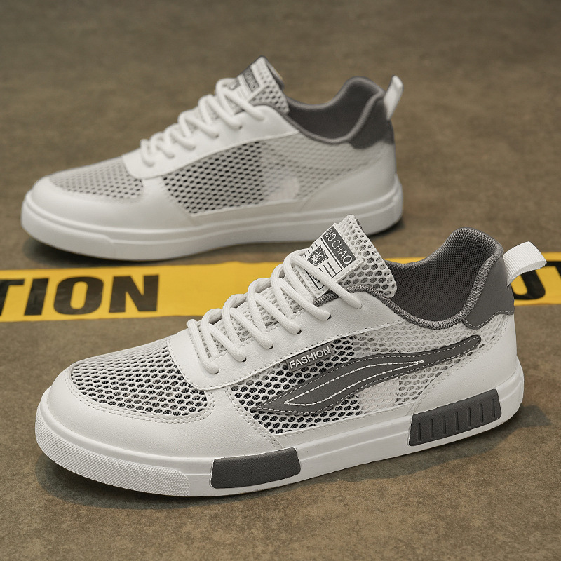 Men's Shoes Summer Breathable Mesh Shoes Men's Thin Hollow Large Mesh White Shoes Casual Sports Lightweight Sneakers for Men
