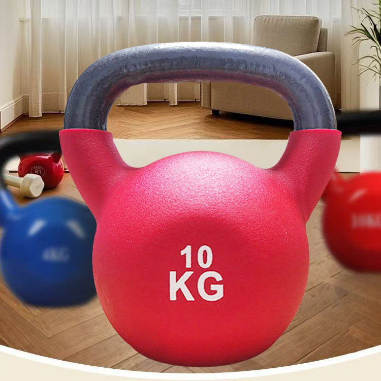 Plastic Immersed Cast Iron Kettlebell Women's Fitness Home Competitive Professional Hip Training Pot Dumbbell Fitness Equipment Solid Swing