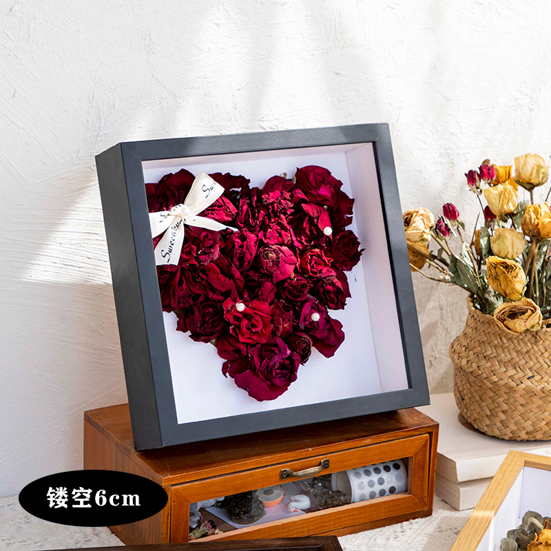 Picture of Factory wholesale dried flower photo frame stereo diy handmade paper towel rose hollow 3CM6CM specimen frame table