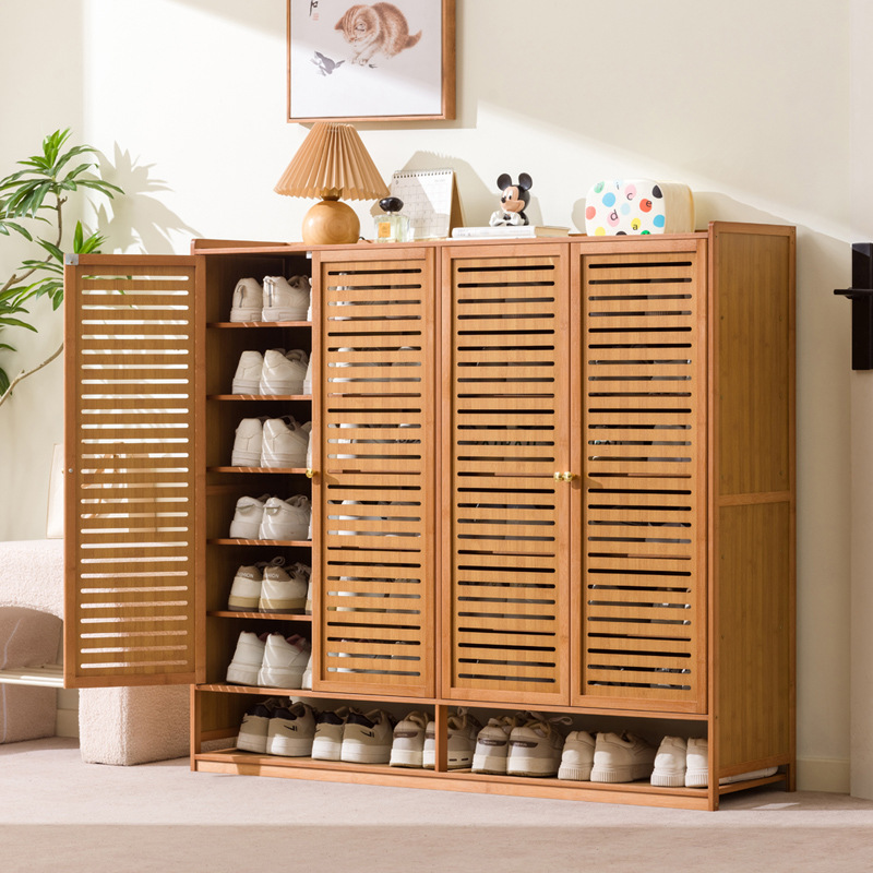 Shoe rack, shoe cabinet, indoor household shelf, doorway, multi-storey dormitory, dust-proof and large-capacity storage artifact, Nanzhu louver door