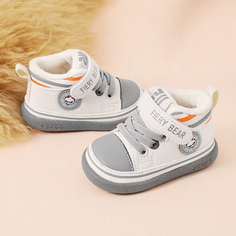 Winter toddler shoes for boys and babies fleece-lined thick functional shoes baby shoes soft bottom non-slip 0-1-3 years old cotton shoes for girls