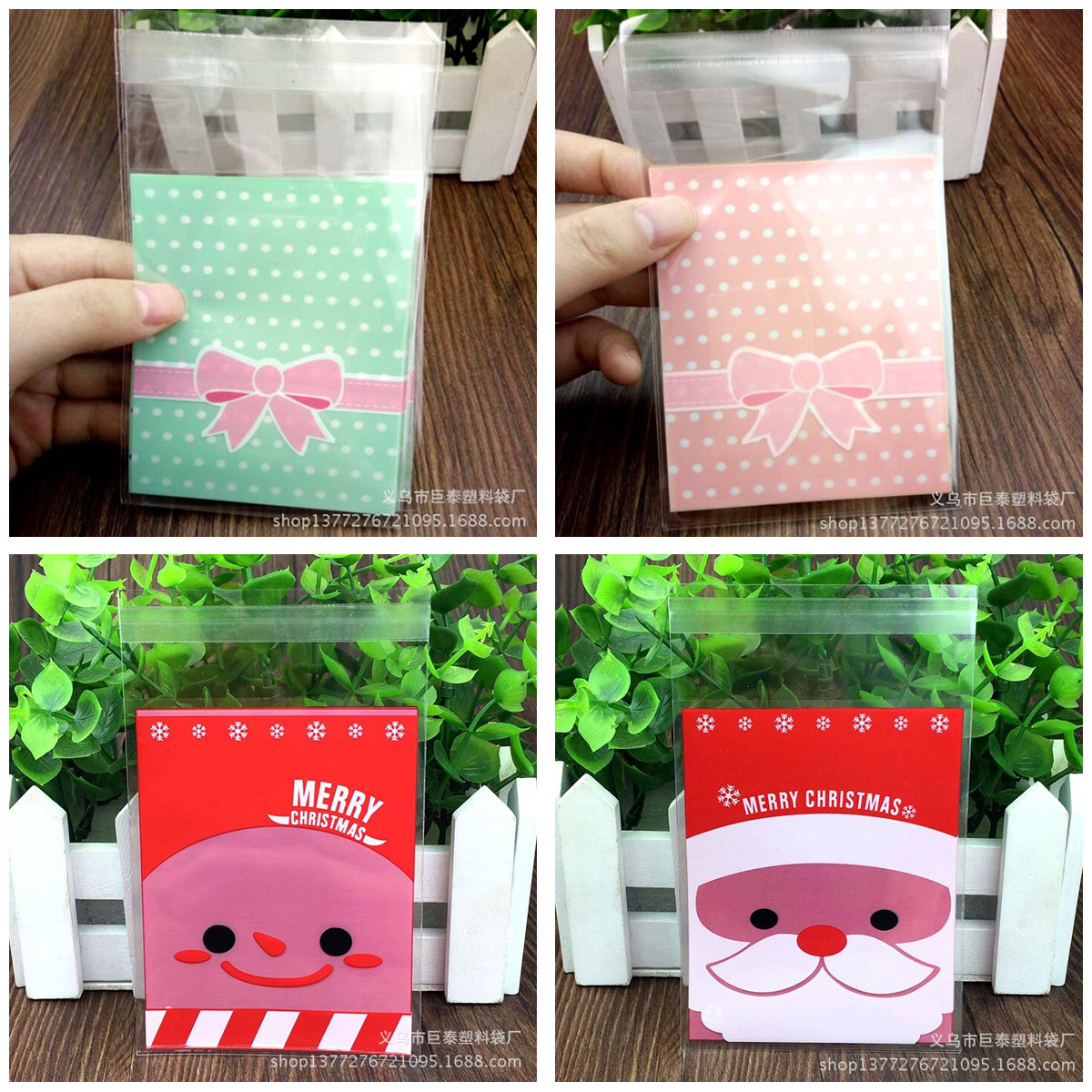 Factory Wholesale Cute Cartoon Christmas Snowflake Crisp Candy Packaging Bag Transparent Plastic Ziplock Bag opp