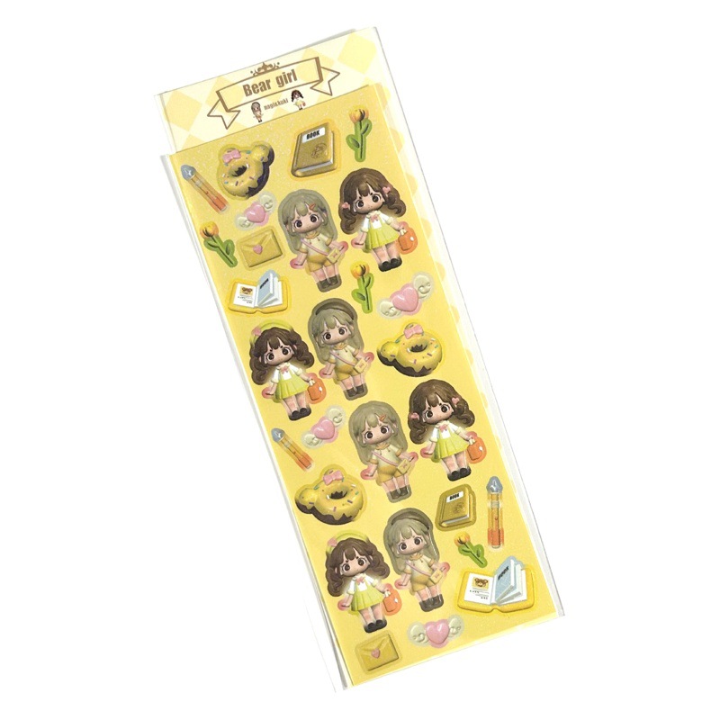 Picture of Coisini original 3d modeling little girl sticker ins Korean cute laser goo card hand account sticker wholesale