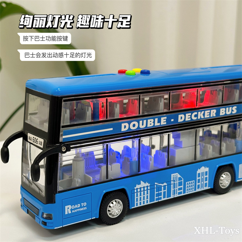 Picture of Children's Inertia Bus Light Sound Can Tell Stories Double-Decker Bus Bus Travel Creative Bus Toy