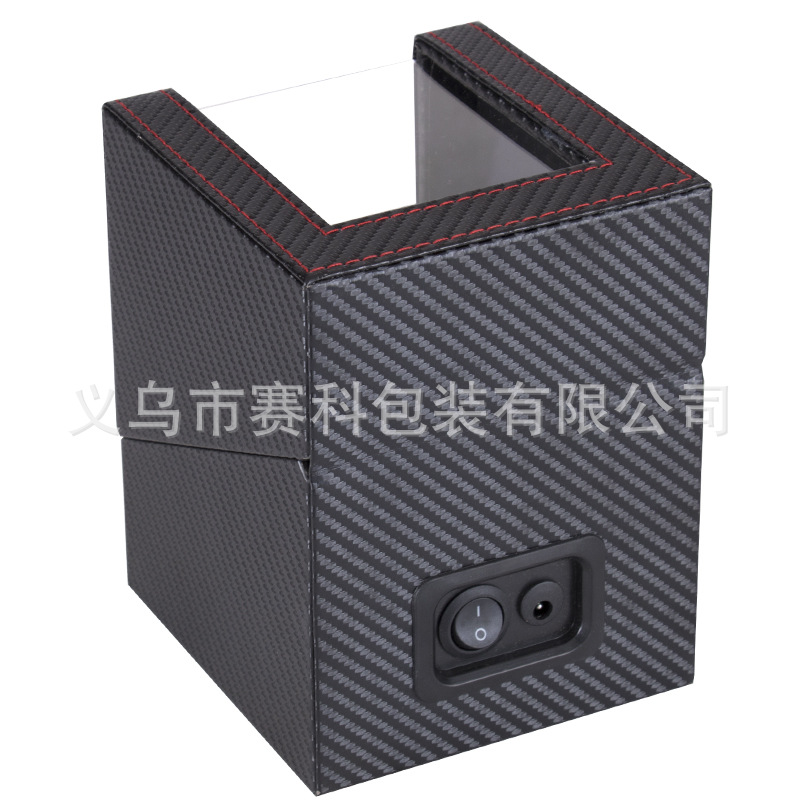 Picture of Spot Wholesale Carbon Fiber Pattern Pu Leather Single Head Mini Fully Automatic Watch Shaker Mechanical Watch Automatic Winding Turning Watch Box