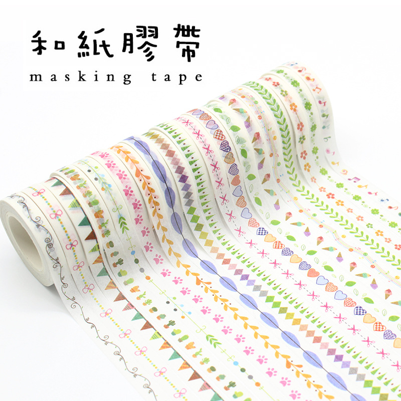 Japanese-style hand-painted 19 hand-torn and paper tape creative dividing line hand account fine and paper tape wholesale corner stickers