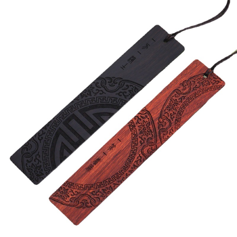 Explosions sandalwood crescent ebony auspicious dragon and phoenix auspicious wood logo carving Chinese style bookmark