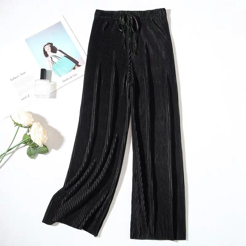 Picture of 2025 Drape Spring and Summer Loose Casual Trousers Chiffon Trousers Ice Silk Women's Pants Pleated Slim Wide Leg Pants Women's Wholesale