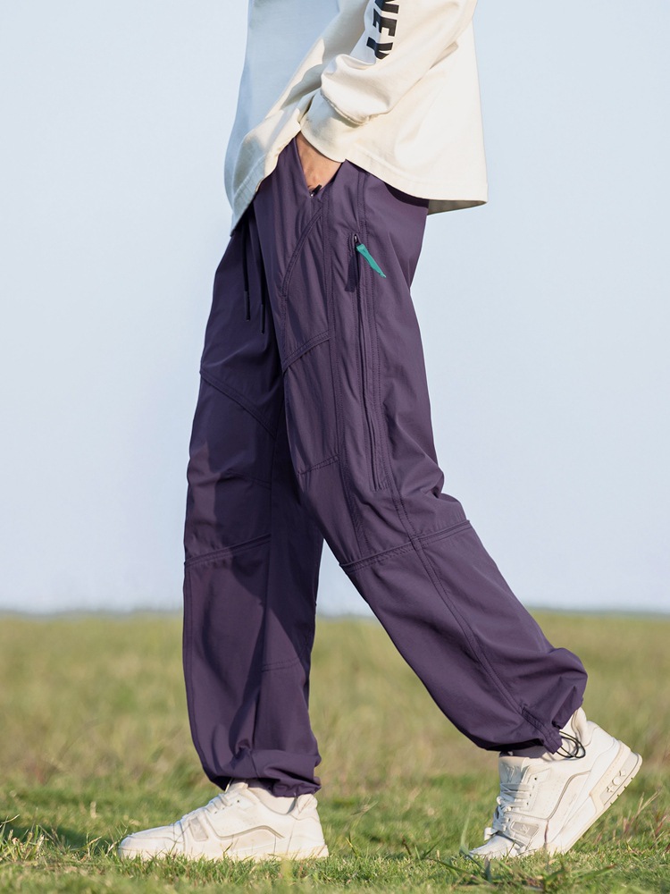Summer Mountain Paratrooper Pants Men's Outdoor Waterproof Charge Pants Women's Lightweight Hiking Soft Shell Pants Loose Straight Pants