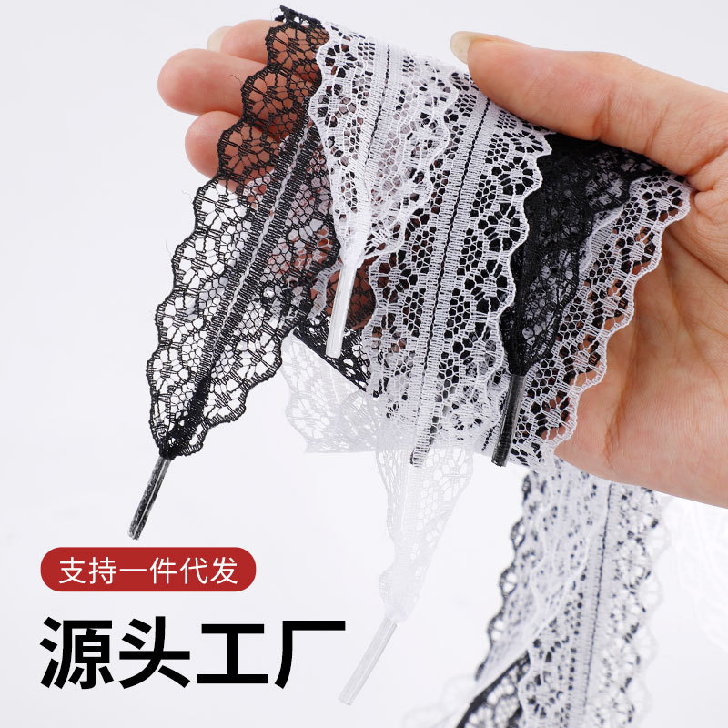 Lace Shoelaces DIY Ballet Style Cute Girl Accessories Desun Shoes White Silk Lace Shoelaces Pair