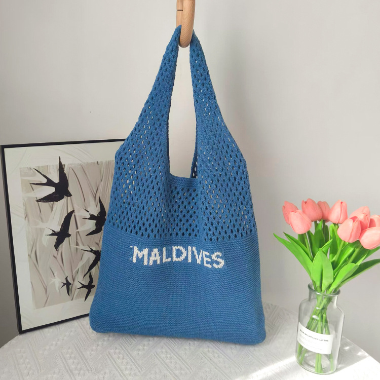 Picture of New Woven Bag Women's Letter All-match Knitted Shoulder Bag Fashion Large Capacity Tote Bag Handbag Maldives