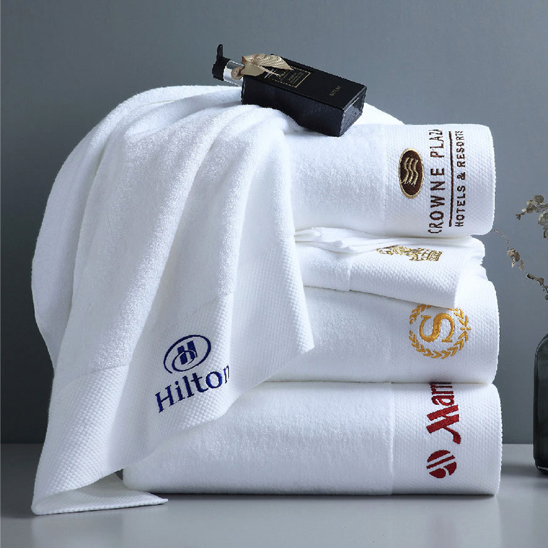 Picture of Five-star hotel bath towel hotel bed & breakfast towel cotton absorbent pure cotton white Hilton hotel towel wholesale