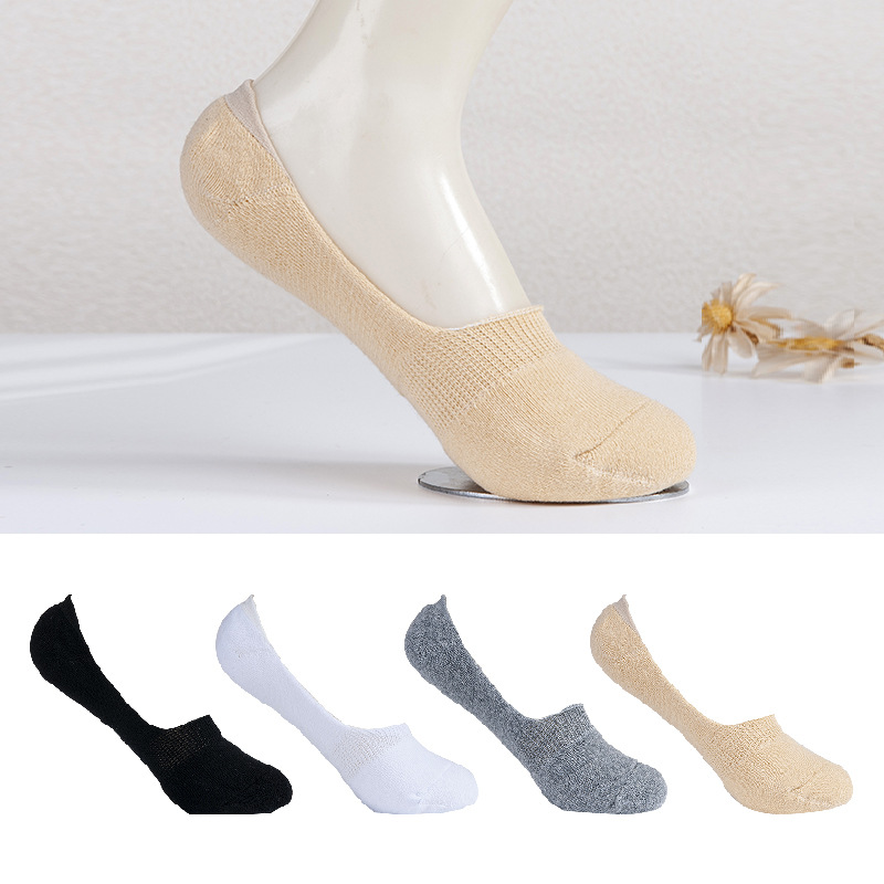 Cross-Border Combed Cotton Real Terry Invisible Socks Sports Towel Bottom 9-11 Size Cushion No Show Socks