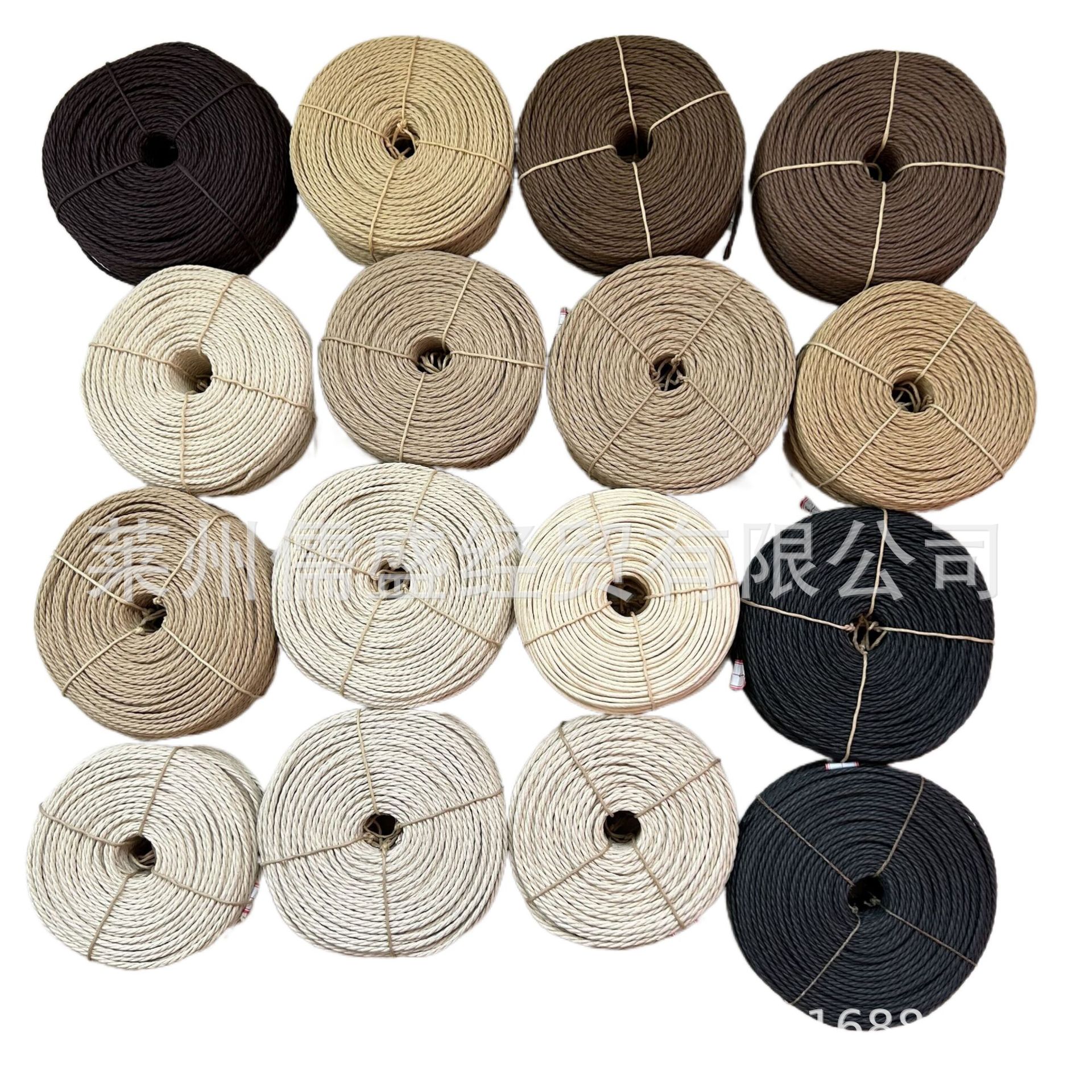Factory supply 4mm5mm6MM waterproof rope primary color kraft rope three strands waterproof kraft paper rope chair woven paper rattan