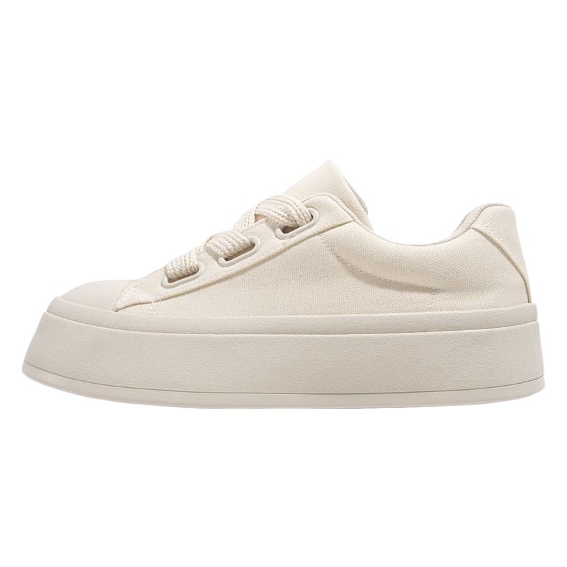 Thick-Soled White Shoes for Women 2025 Autum New Women's Shoes Niche Casual Sneakers Versatile Student Canvas Shoes Ins Trend