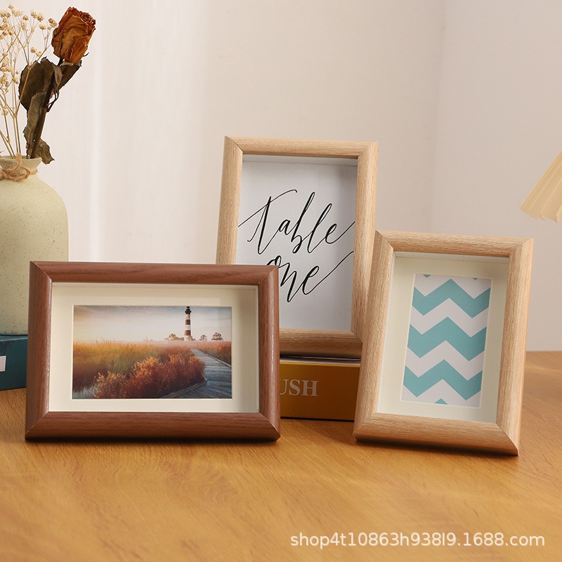 Picture of Factory in stock simple hollow photo frame wall 7 inch 8 inch 10 inch A4 wooden diy creative inspirational photo frame table