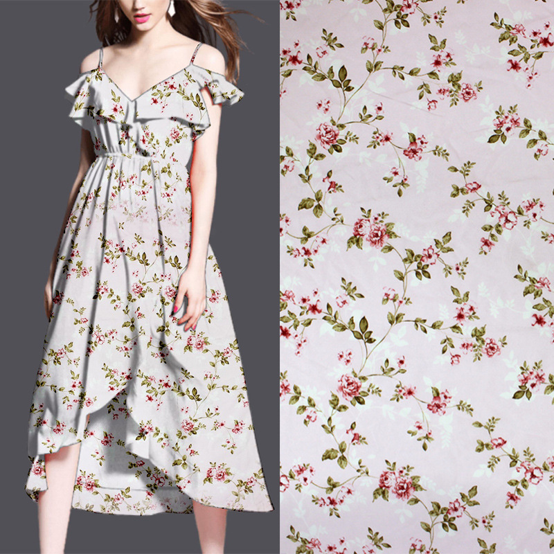 High Quality Chiffon Beads Printed Polyester Cloth Shirt Cloth Snow Textile Dress Fabric Spring Summer Autumn Explosions
