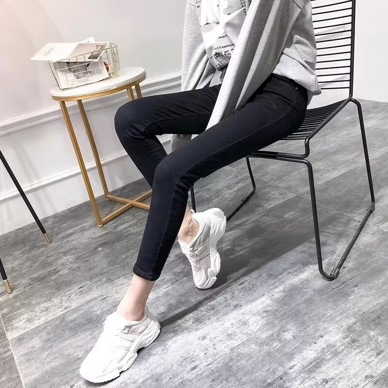 Small High Waist Summer Skinny Jeans Women's Black Elastic Slim 2024 New Arrival Cropped Trendy Ins