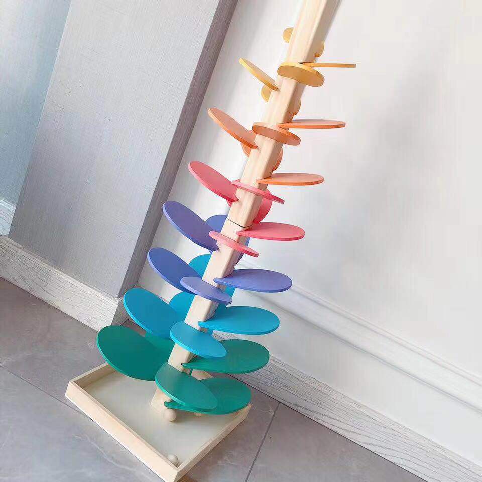 ins Rainbow Music Tree Color Disassembly Ball Tree Game Color Cognition Early Education Fun Assembly Wooden Track