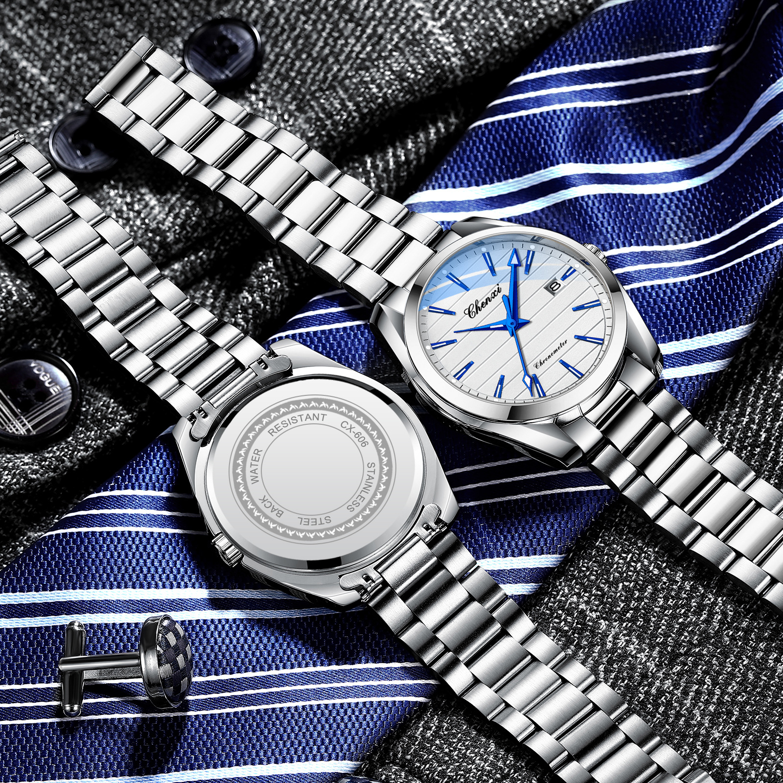 Picture of Dawn quartz watch men's steel band waterproof luminous fashion business simple men's watch manufacturers wholesale