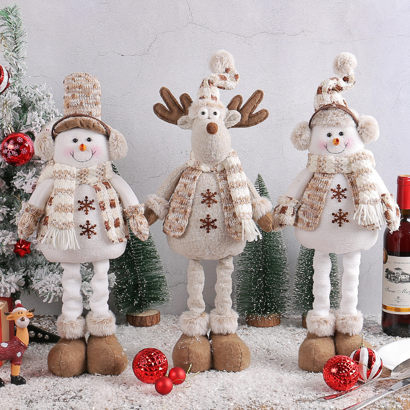 Factory wholesale Christmas Snowman retractable doll 2023 new knitted elk doll window scene layout ornaments
