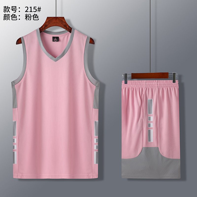 Picture of 2021 summer new in stock dry breathable sweat-absorbent sweat-wicking sports breathable quick-drying V-neck basketball clothes suit adult