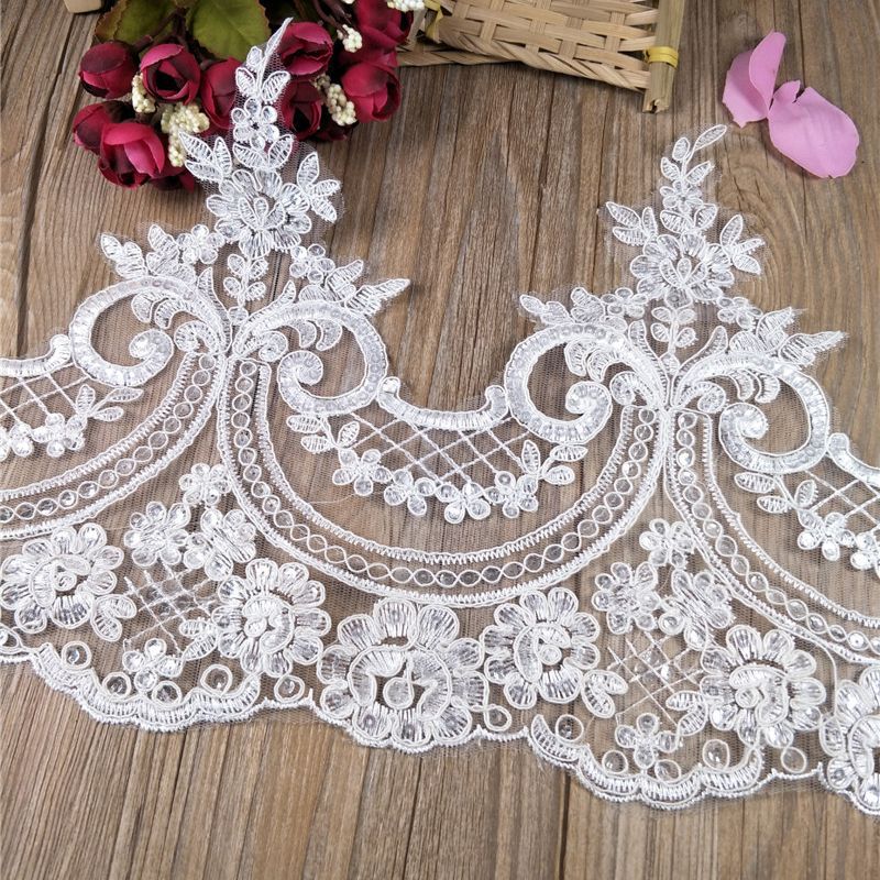 This white lace accessories bride handmade diy material wedding dress head ornaments decorative flowers 24cm wide