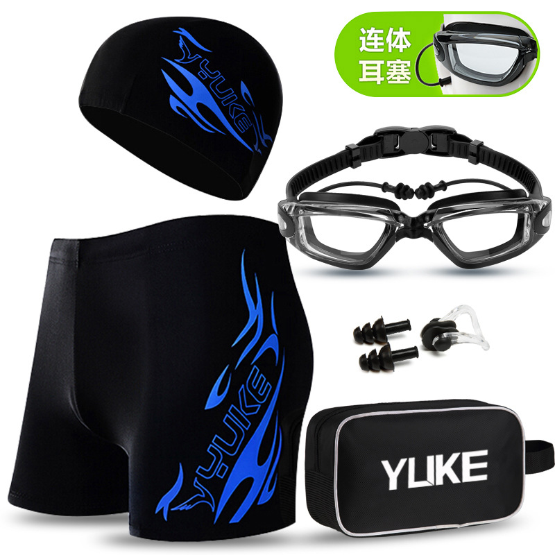 Picture of Swimming Trunks Men's Boxer Hot Spring Pants Large Size Loose Swimming Suit Men's Fashion Swimming Goggles Swimming Cap Set Equipment Swimsuit