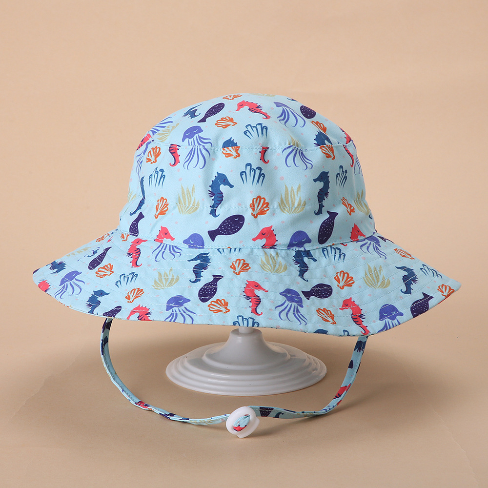 Picture of Spring and summer European and American new sun hat for boys and girls baby breathable quick-drying beach hat for children sunscreen adjustable fisherman hat