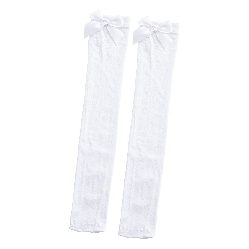 JK Uniform Stockings Women's Thin Over-the-Knee Half Stockings Velvet Lolita Bow White College Style Calf Socks