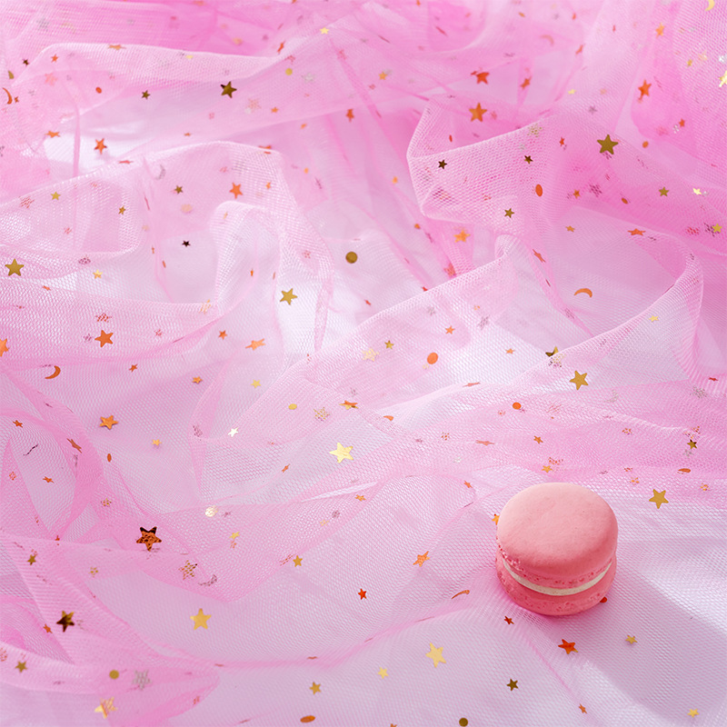 Picture of Star Moon Mesh Fabric Star Gauze Star Moon Yarn Decorative Background Gauze Skirt Yarn Sequin Soft Yarn Handmade diy