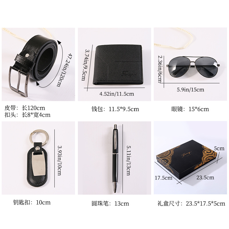 Picture of Cross-Border High-End Gift Business Suit Valentine's Day Gift Keychain Pen Cufflinks Wallet Belt Opening Souvenir