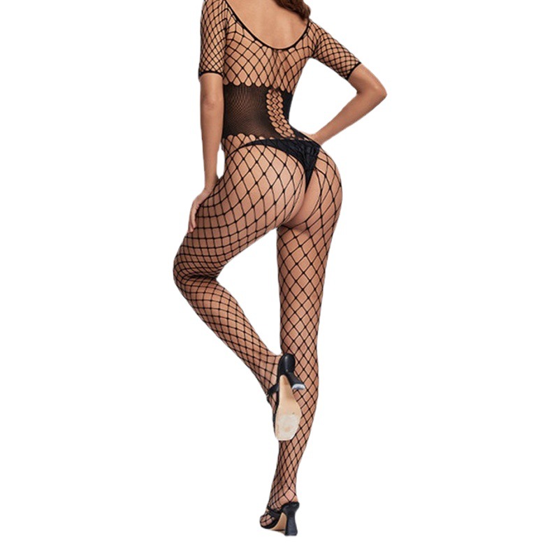 Europe and the United States cross-border ins sexy fishnet stockings open file sexy underwear large size passion transparent uniform seductive women