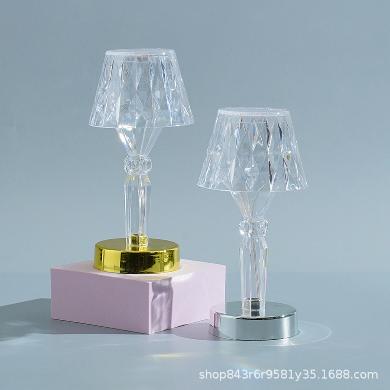 Picture of Crystal table lamp projection lamp atmosphere lamp Net Red Diamond lamp bedroom ins romantic bedside lamp LED lamp night light