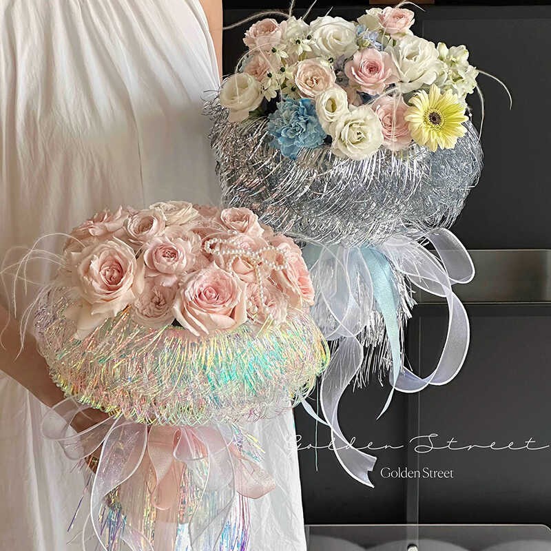 Tanabata Valentine's Day Jellyfish Light Tassel Small Fragrant Style bouquet flower diy material floral magic film wrapping paper