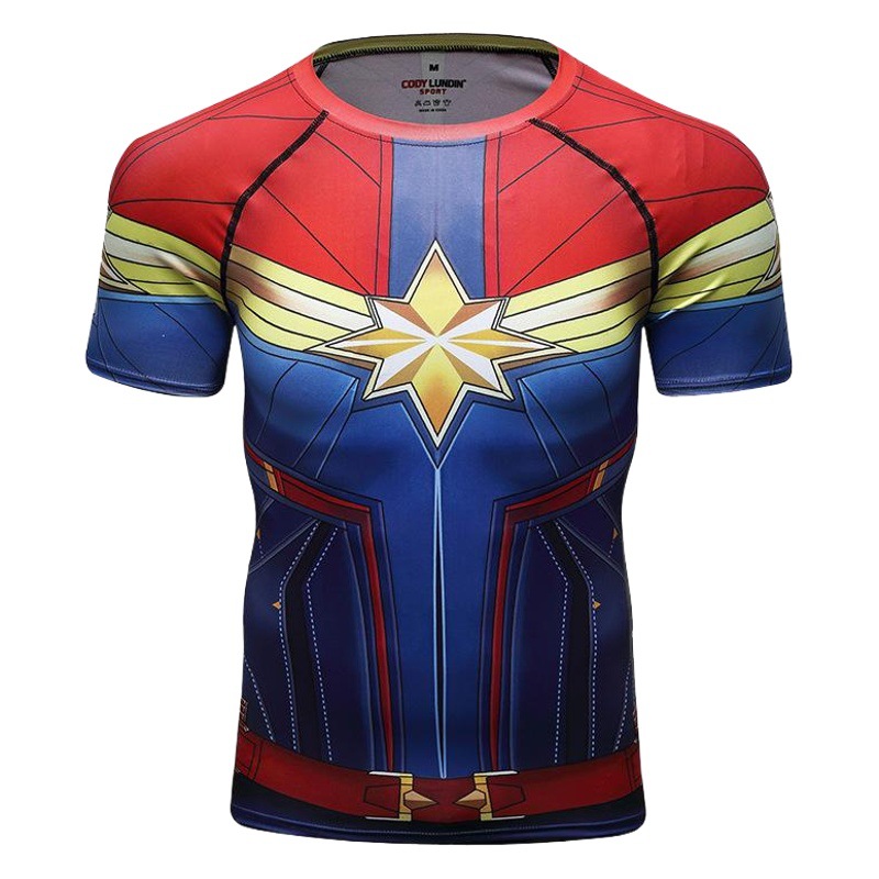 New Arrival 3D Digital Printing Short-sleeved T-shirt Trendy Fitness Stretch Tights Men's Fitness Tights