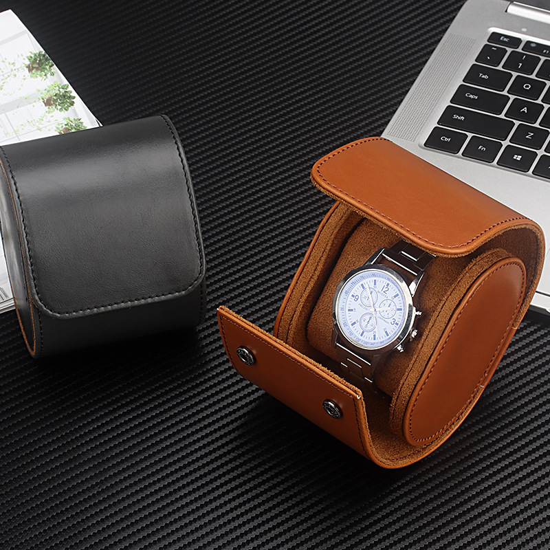 Spot Single Watch Box Men's Watch Box Pu Leather Portable Watch Bag Storage Box with Pillow