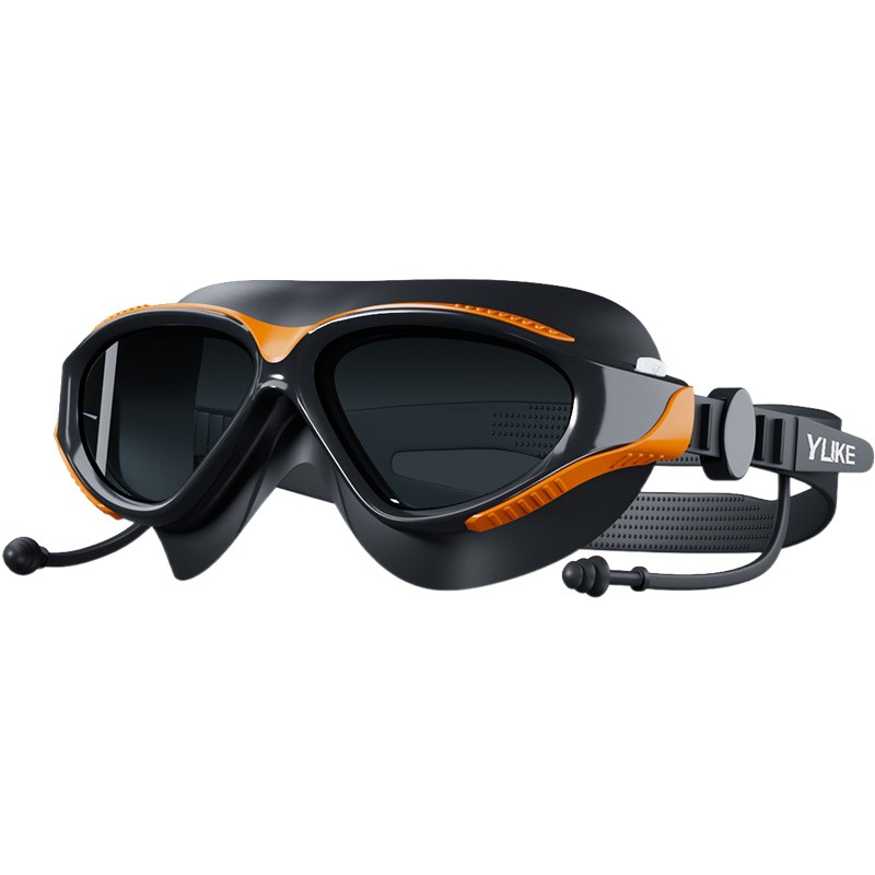 Adult swimming goggles men and women diving waterproof anti-fog HD professional big frame adult swimming glasses swimming cap set Wholesale