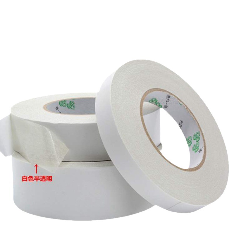 Cross-Border White Transparent Double-Sided Tape High Viscosity Student Stationery Office Hand-Tearable Tissue Paper Hot Melt Double-Sided Tape