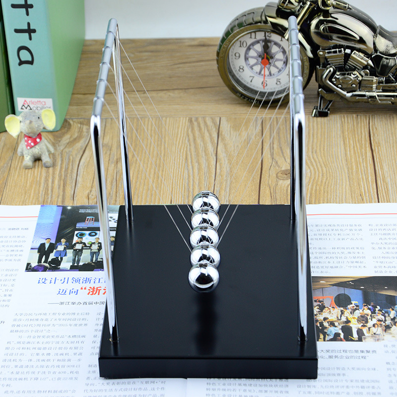 Picture of Wooden Base Stainless Steel Bracket Square Newton Pendulum Ball Bumper Ball Anti-Breakage Line Business Gift Ornaments