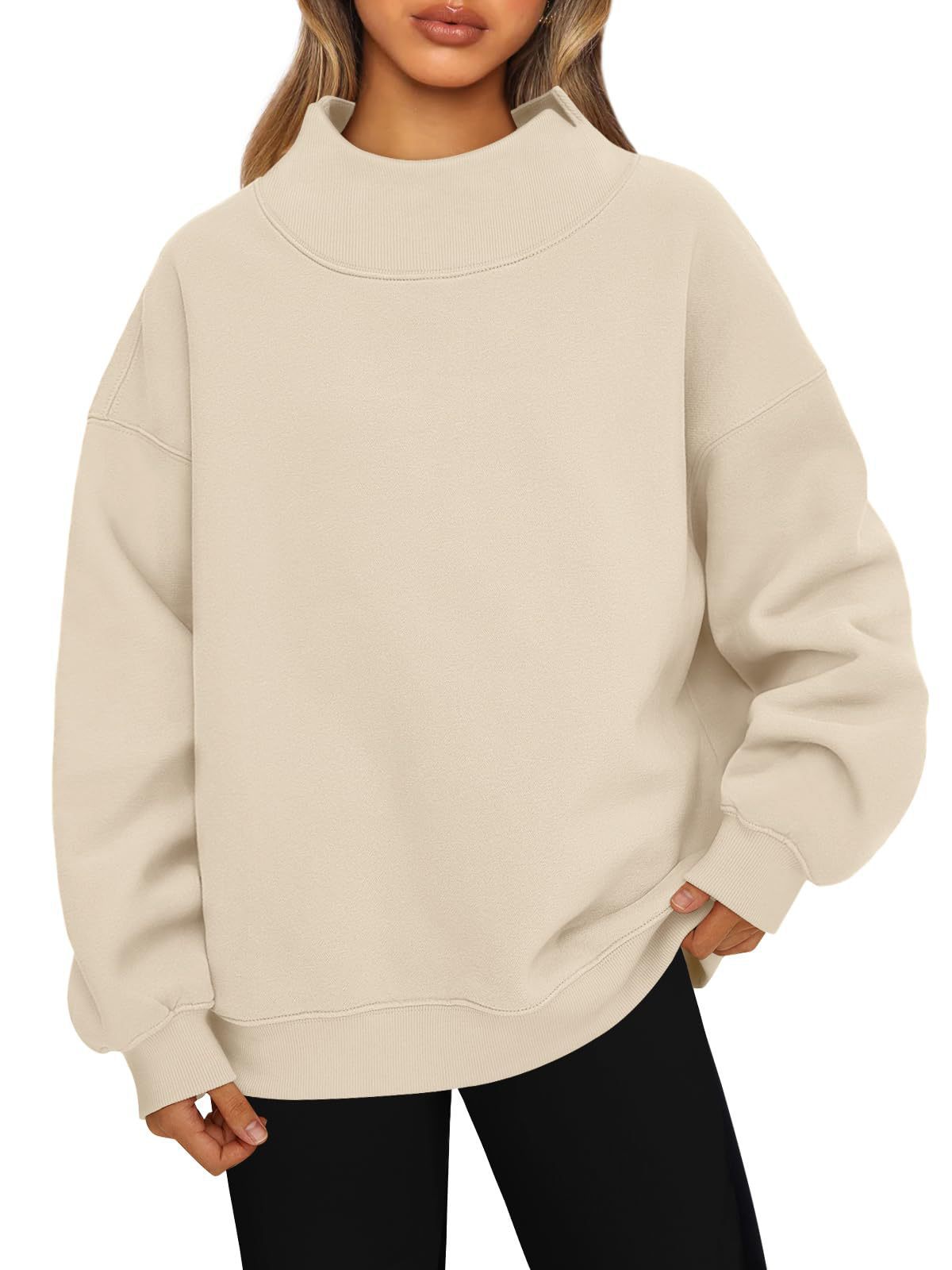 Picture of Amazon 2025 European and American Style Sweatshirt Long-Sleeved Turtleneck Pullover Sweatshirt Casual Sweatshirt Fleece-Lined Top for Women