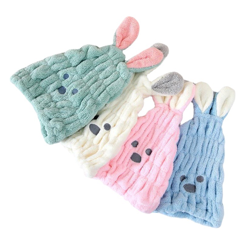 Hair drying cap cute cartoon rabbit absorbent closed toe children's hair drying cap hair towel embroidery quick-drying hair drying cap