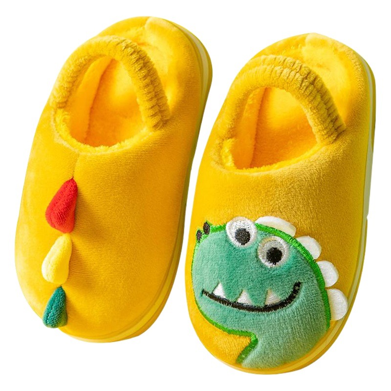 Pig Dad Children's Slippers Autumn and Winter Boys Cotton Slippers Winter Girls Baby Home Shoes Children's Dinosaur Wool Slippers