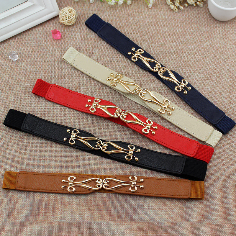 Spring and summer women's fine dress pair buckle elastic waist seal women's fashion accessories fine elastic belt versatile three sizes