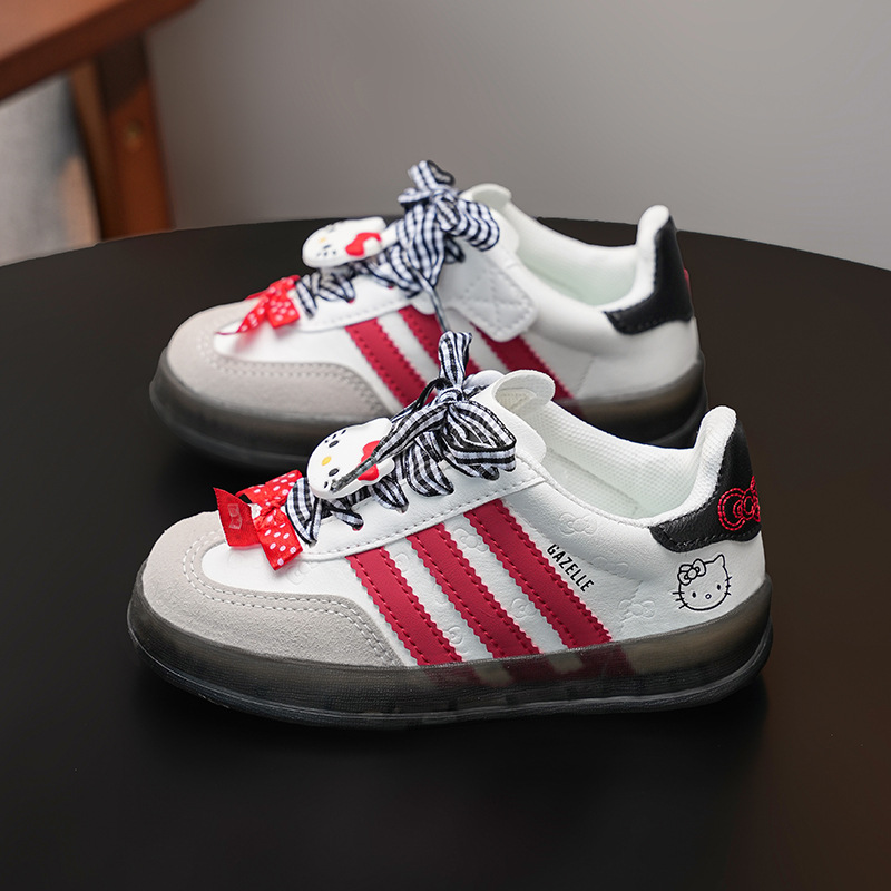 Children's moral training shoes 2025 spring and autumn new girls' soft-soled sneakers, leather casual board shoes, versatile and light sports