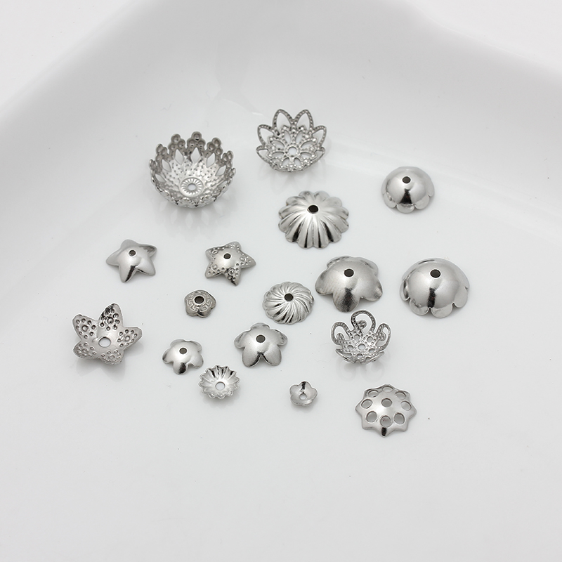 Picture of 100 Non-Fading Stainless Steel Titanium Steel Flower Tray Necklace Accessories Bracelet Spacer Beads Loose Beads DIY Jewelry Accessories